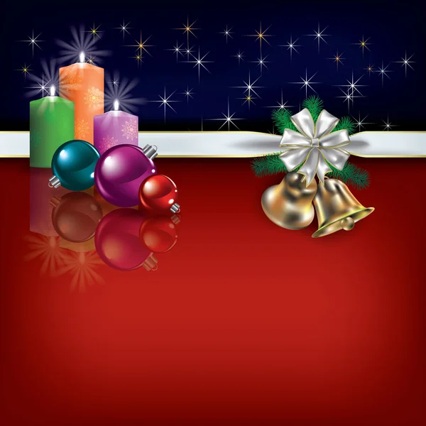 带礼品丝带和蜡烛的圣诞祝福 — 图库矢量图片