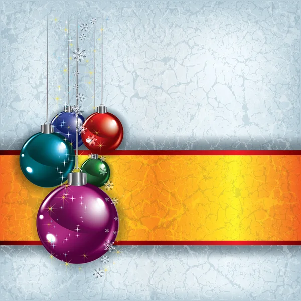 Weihnachten Grunge Hintergrund mit Dekorationen — Stockvektor