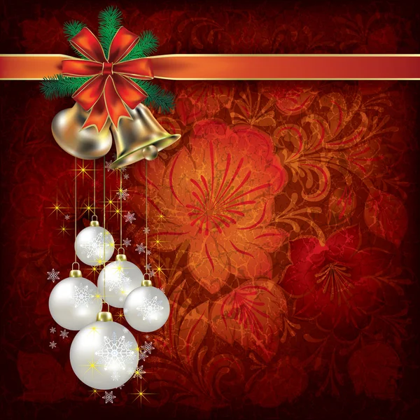 Kerstmis achtergrond met florale ornament — Stockvector