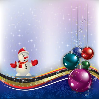 Christmas decorations and snowman clipart