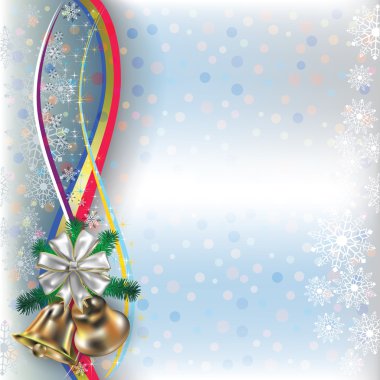 Abstract background with Christmas bells and bow clipart