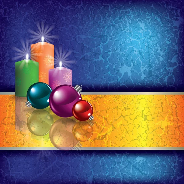 Weihnachten Grunge Hintergrund mit Kerzen — Stockvektor