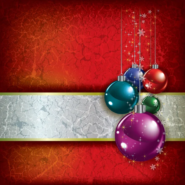 Weihnachten Grunge Hintergrund mit Dekorationen — Stockvektor