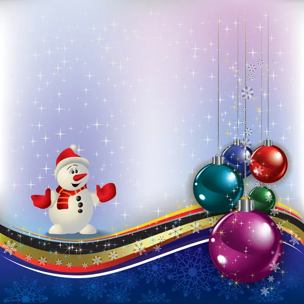 クリスマスの装飾と雪だるま — ストックベクタ