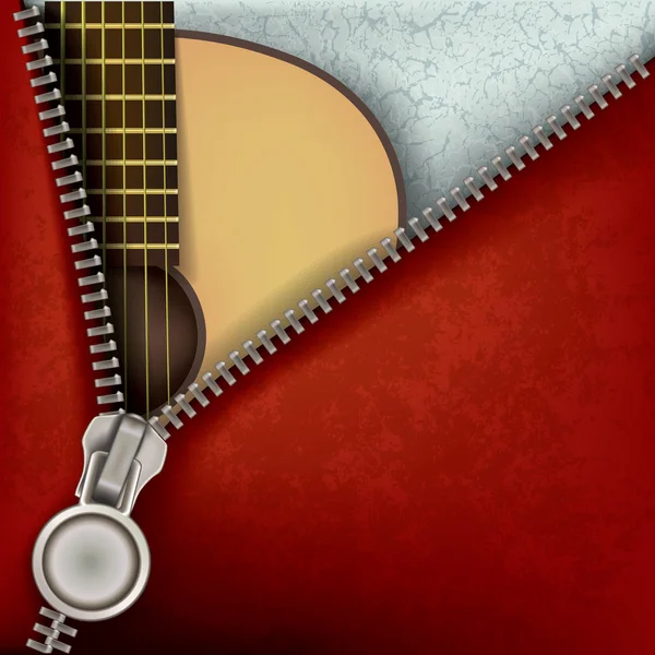 Abstrakt bakgrund med gitarr och öppna dragkedjan — Stock vektor