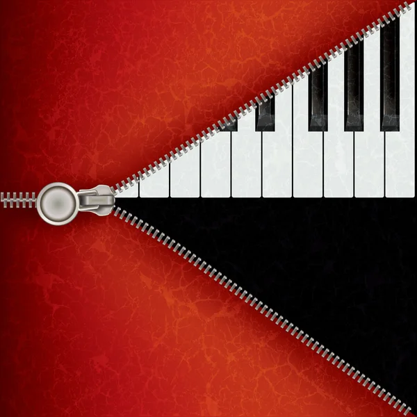 Fond jazz avec piano et fermeture éclair ouverte — Image vectorielle