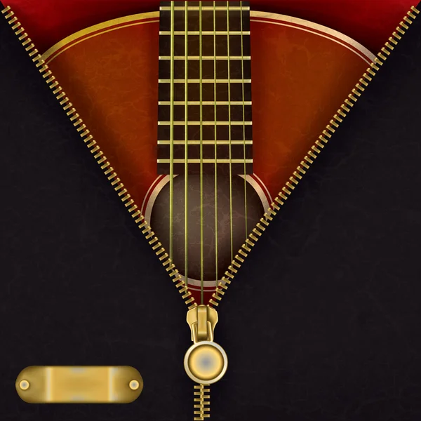 ギターと開いているジッパーと抽象的な背景 — ストックベクタ