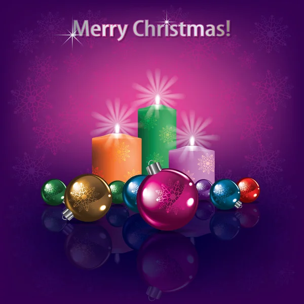 Décorations et bougies de Noël — Image vectorielle
