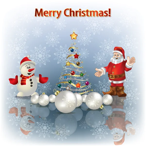 Christmas tree and Santa Claus — Stock Vector