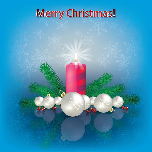 Décorations de Noël et bougie — Image vectorielle