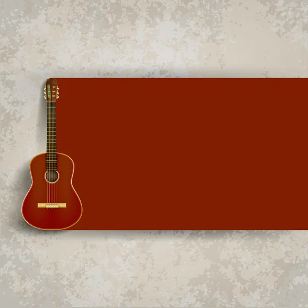 Kahverengi akustik gitar — Stok Vektör