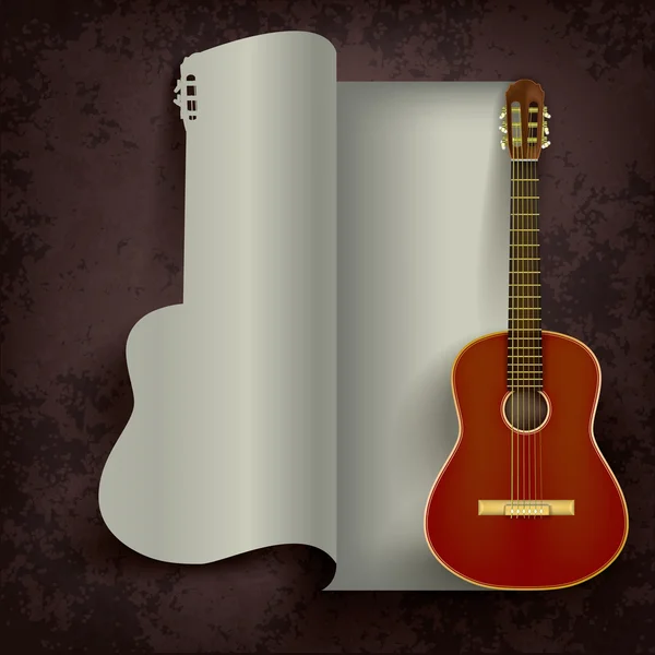 Акустическая гитара на черном — стоковый вектор