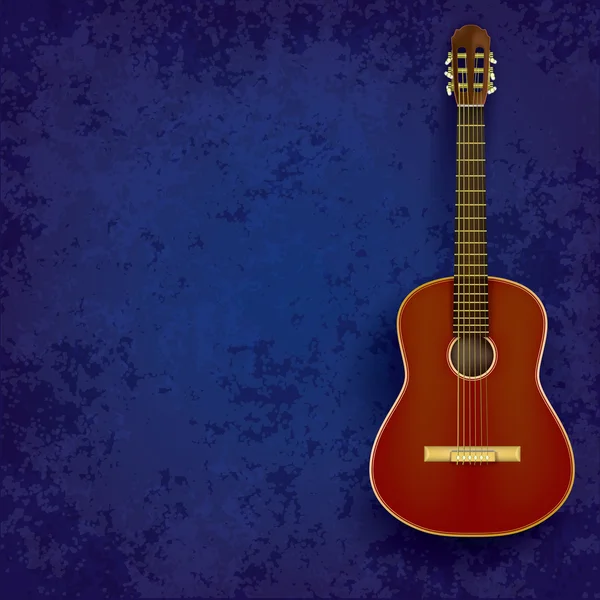 Акустическая гитара на синем — стоковый вектор