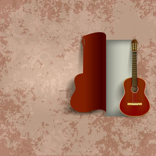 Brown acoustic guitar — Stock Vector