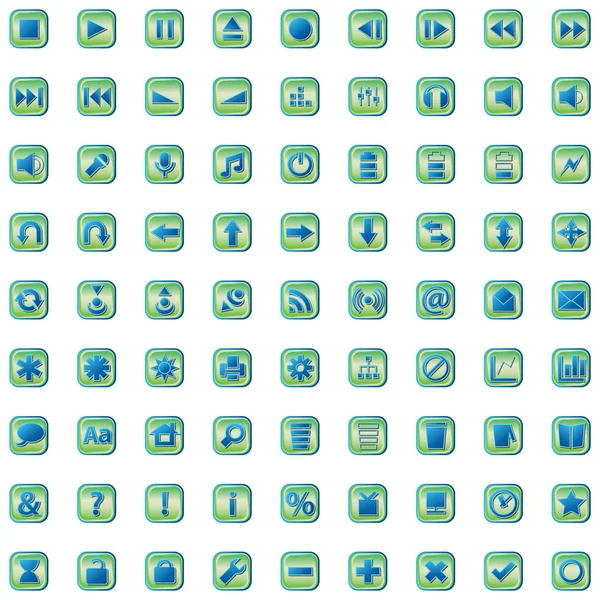 Conjunto de iconos azules aislados en blanco — Archivo Imágenes Vectoriales