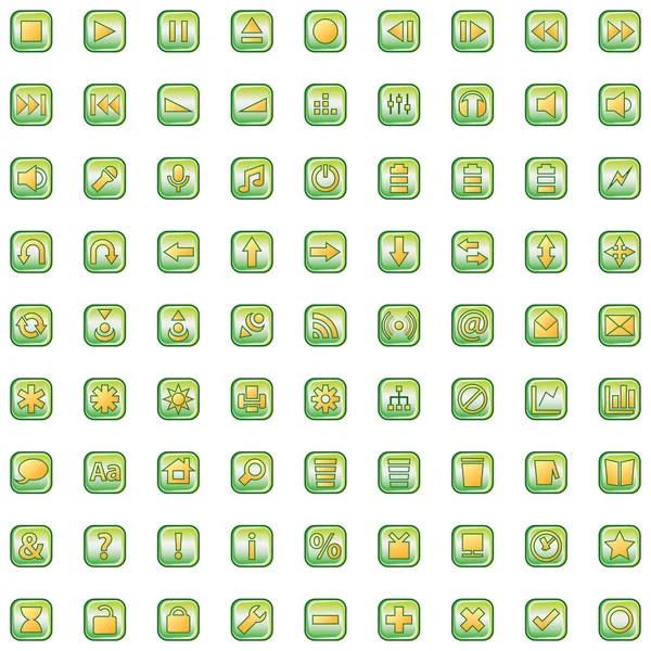 Icônes vertes mis isolé sur blanc — Image vectorielle