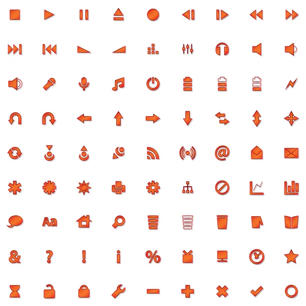 Rode pictogrammenset geïsoleerd op wit — Stockvector