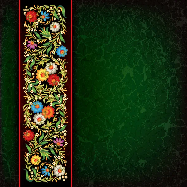 Абстрактный цветочный орнамент на фоне гранжа — стоковый вектор