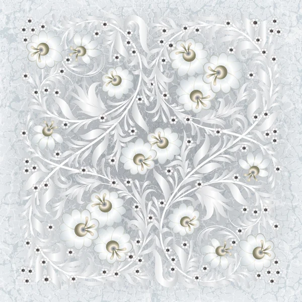 Абстрактний квітковий орнамент на гранжевому фоні — стоковий вектор