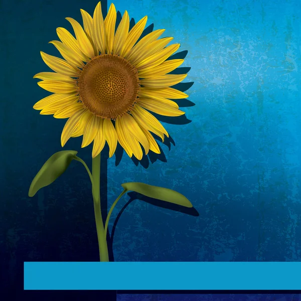 Grunge-Blumenillustration mit Sonnenblume — Stockvektor