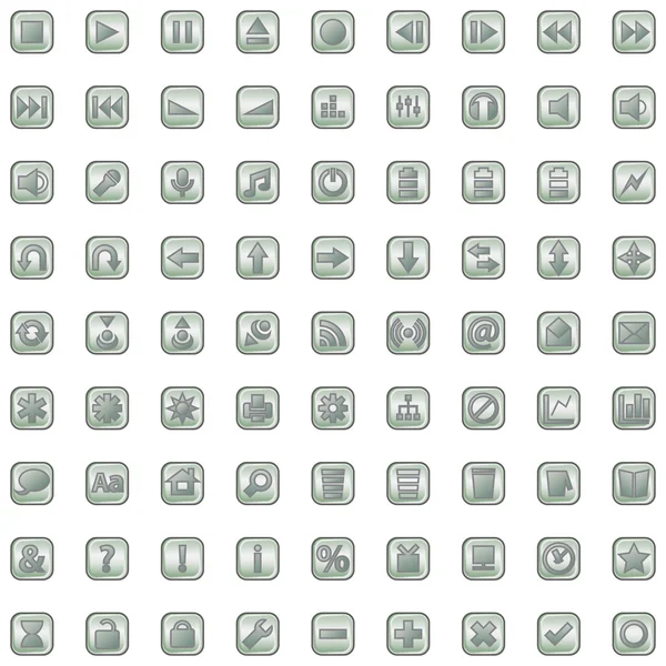 Set icone grigie isolato su bianco — Vettoriale Stock