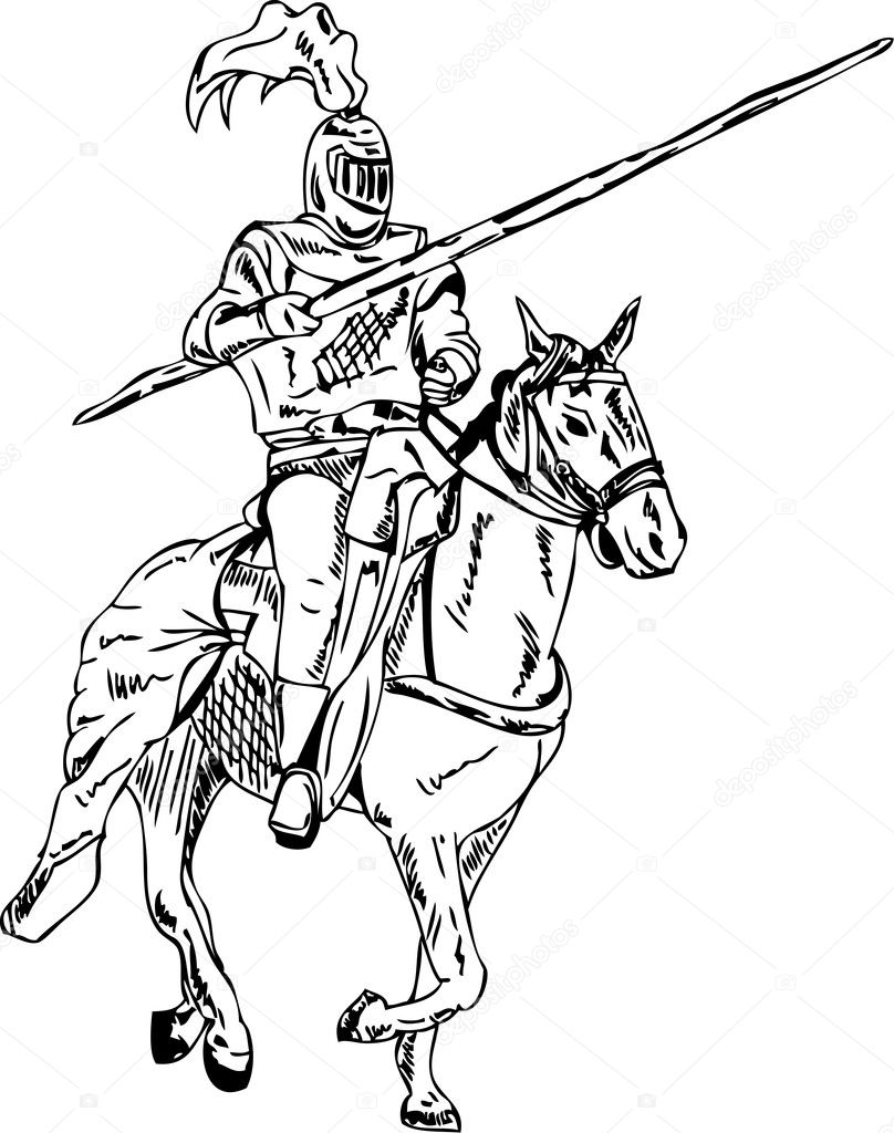 Knight on horse Stock Illustration by ©pavelmidi #7887218, image size:808x1024