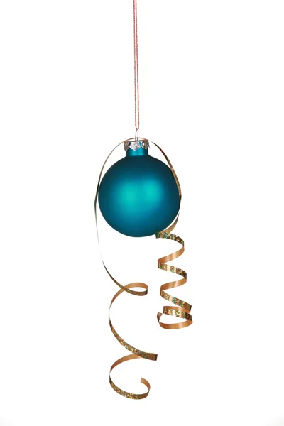 Beautiful blue ornament with ribbon — Stock Photo, Image