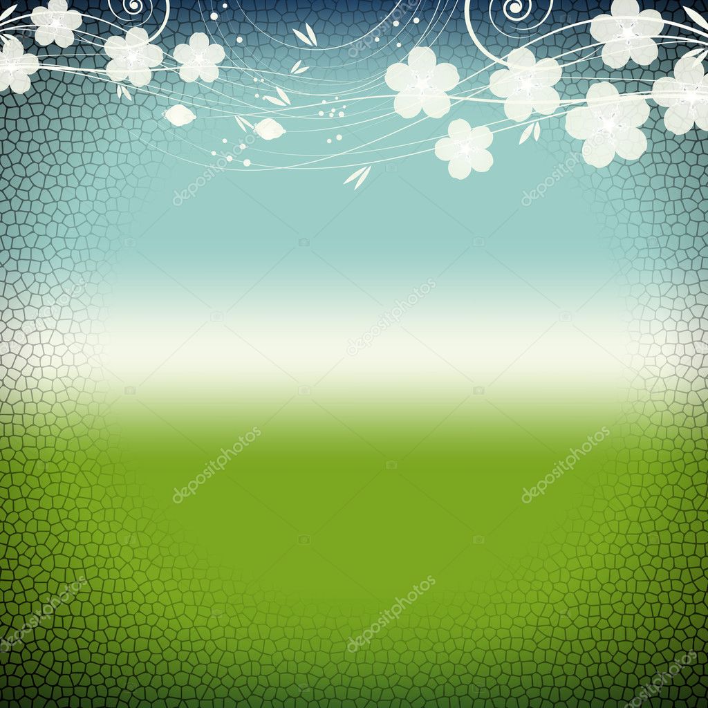 Grunge floral background. Stained-glass window style.