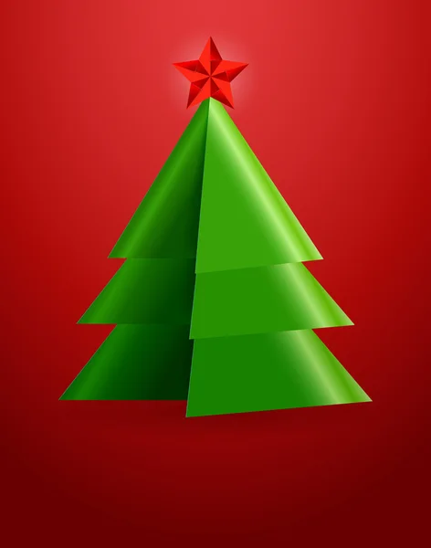 Origami Christmas tree. Postcard. — Stock Vector