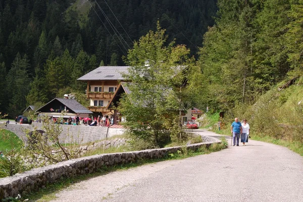 Paisaje en Vorderer Gosausee cerca de las montañas de Dachstein — Foto de Stock