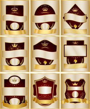 Set of gold-framed labels clipart