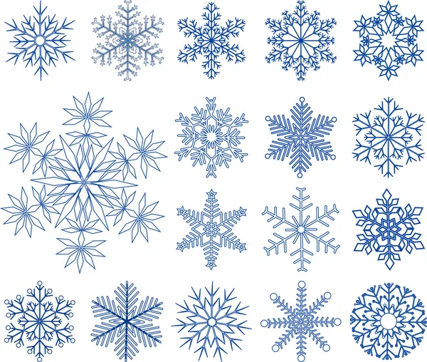 Колекція сніжинок, елемент для дизайну, Векторні ілюстрації — стоковий вектор