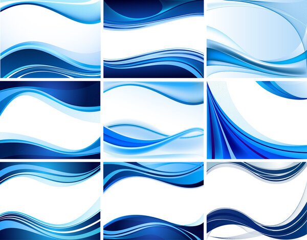 Set of abstract blue backgrounds vector