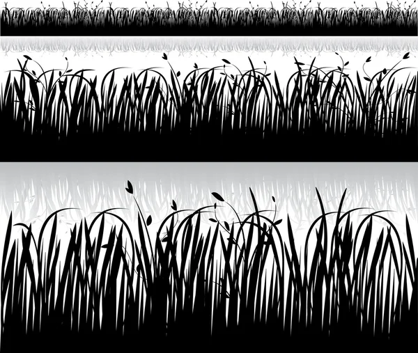 Set of grass silhouettes vector — Stock Vector