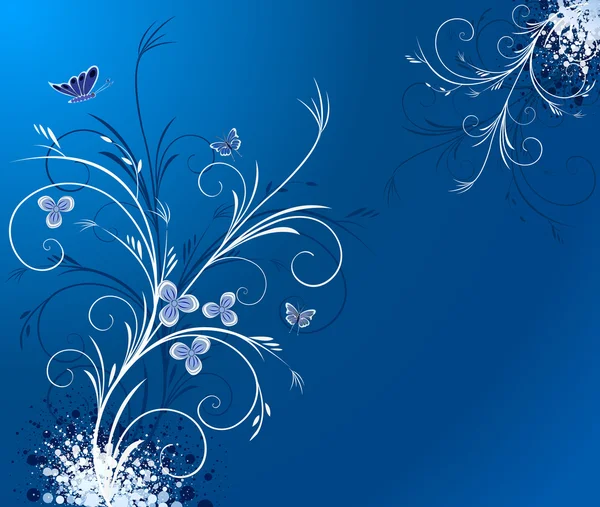 Floral διάνυσμα μπλε φόντο — Διανυσματικό Αρχείο