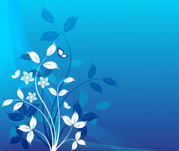 花卉蓝色矢量背景 — 图库矢量图片