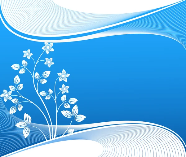 Floral fundo vetor azul — Vetor de Stock