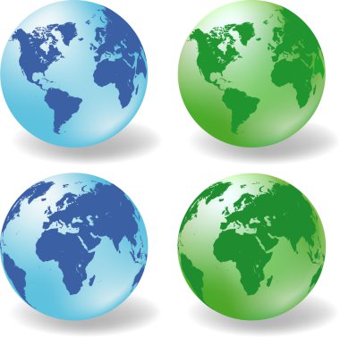 Glossy Earth Globes vector clipart