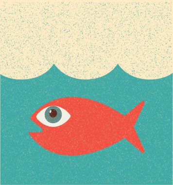 Fish. Retro poster clipart