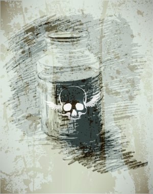 Bank with poison. A dangerous liquid. sketch clipart