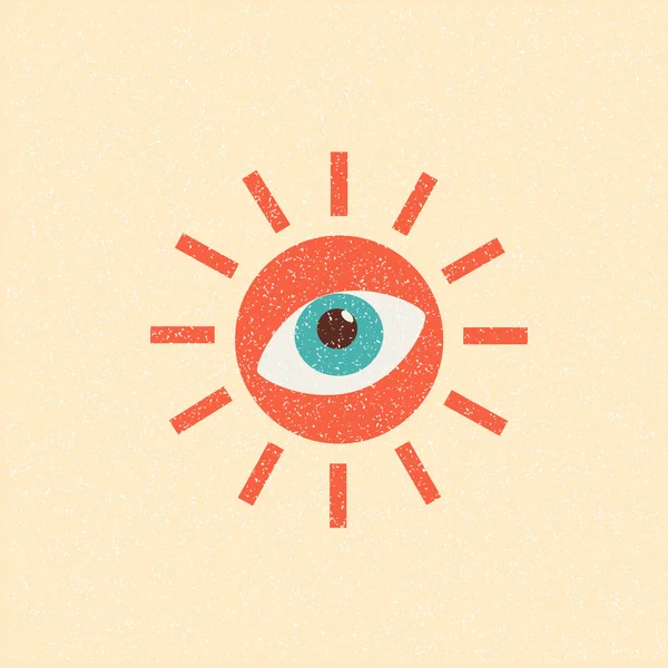 Soyut güneş retro poster — Stok Vektör