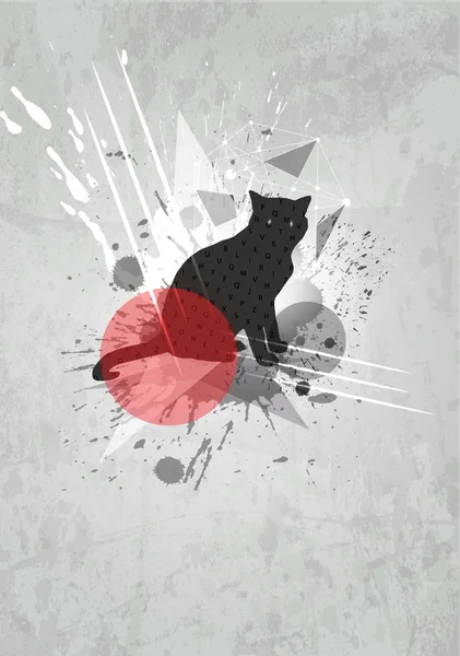 抽象矢量背景。mod 艺术海报。猫 — 图库矢量图片