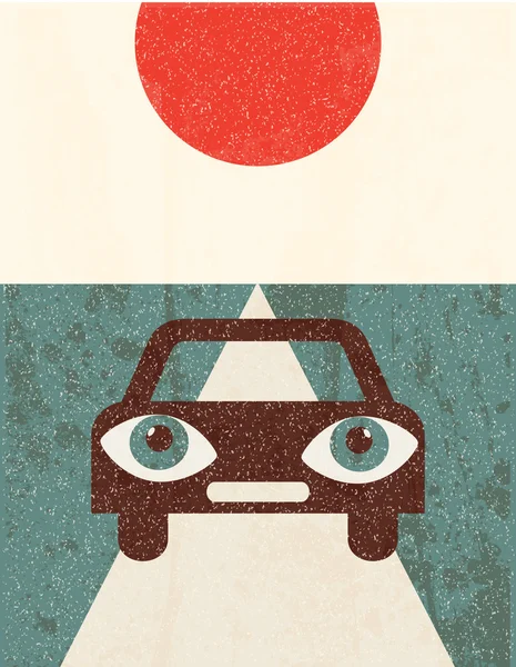 Retro grunge poster. Car — Stock Vector