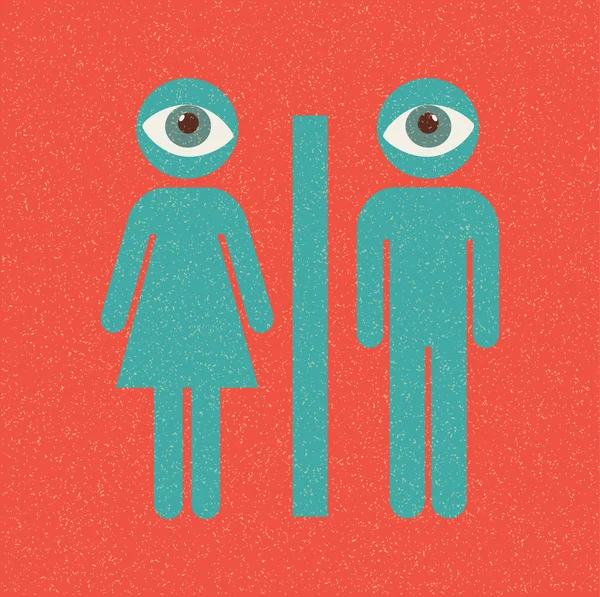 Affiche rétro toilettes — Image vectorielle