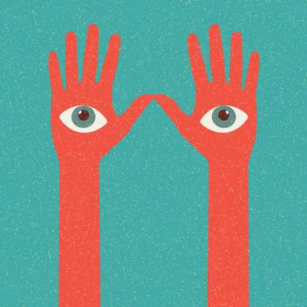 Les mains. Affiche rétro — Image vectorielle