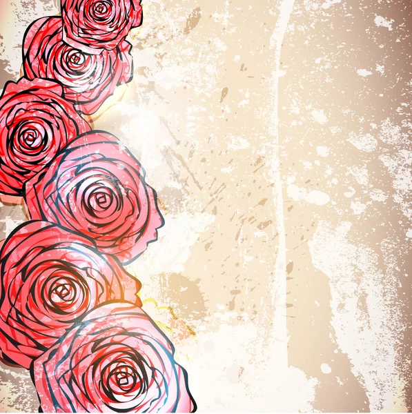 Tarjeta vintage con una flor. vector rosa flor fondo — Vector de stock