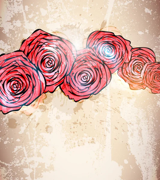 Carte vintage avec une fleur. vecteur rose fleur fond — Image vectorielle
