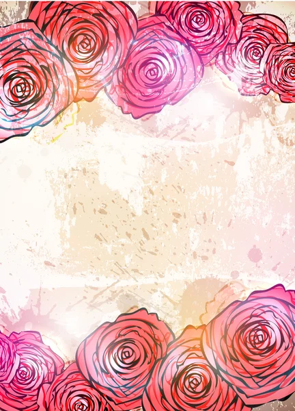Вінтажна листівка з квіткою. векторний квітковий фон троянди — стоковий вектор