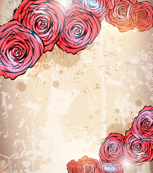 Wzór karty z kwiatem. tło wektor róży kwiat — Wektor stockowy