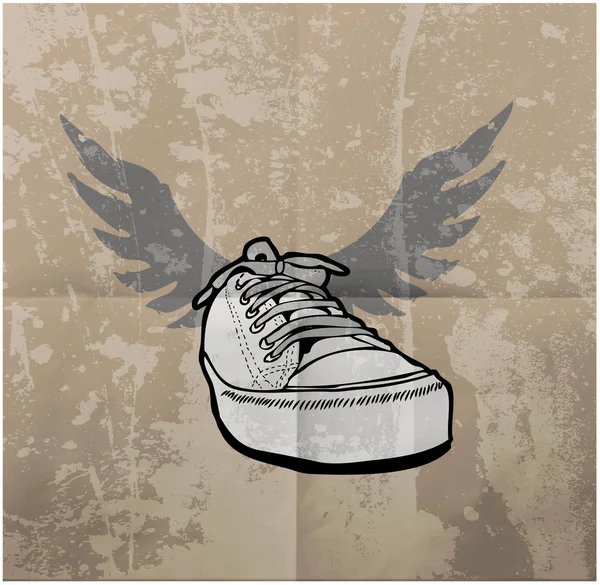 รองเท้าผ้าใบสไตล์ บนพื้นหลัง grunge — ภาพเวกเตอร์สต็อก